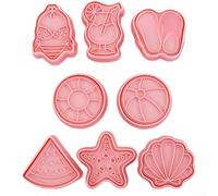 Vilgftyiet Lot de 8 biscuits de plage d'été | PP de qualité alimentaire pour projets créatifs de fondant et de sucre dans les cuisines à la maison