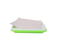 Vilgftyiet Microgreens Plateau pour germination et démarrage des semences, bac de germination en plastique à 2 couches (33 x 26 x 5 cm), vert avec fond en maille blanche, comprend 10 feuilles de