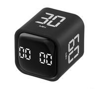 Vilgftyiet Minuteur cube portable avec détection de gravité, minuterie rechargeable USB-C, volume réglable, horloge silencieuse pour la cuisine, l'exercice et la lecture (noir)