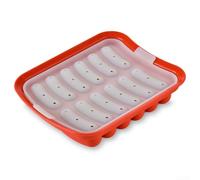 Vilgftyiet Moule à saucisses en silicone à 18 compartiments avec couvercle, machine à hot-dog multi-cavités pour une préparation et une cuisson faciles des repas (rouge)