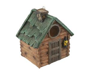 Vilgftyiet Nichoir à oiseaux en résine pour petits oiseaux nicheurs, décoration de jardin étanche, nichoir à oiseaux suspendu pour cour, arbre ou balcon, 15,3 x 12,5 x 17,7 cm