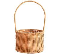 Vilgftyiet Panier à fleurs en plastique tressé à la main style rotin Marron | Ce panier en plastique tissé à la main apporte un style campagnard charmant aux présentations florales et événements.