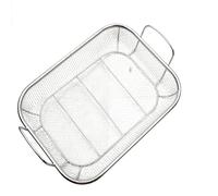 Vilgftyiet Panier de vidange à double poignée pour barbecue, filtre en acier inoxydable et panier suspendu pour griller, 38 cm par 28 cm