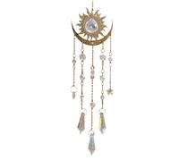 Vilgftyiet Pendentif attrape-lumière du soleil en cristal pour extérieur, décoration à suspendre, 40 cm, motif lune avec cristal artificiel et métal, crée des reflets arc-en-ciel pour la maison, le