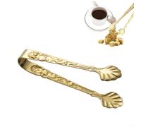 Vilgftyiet Pince de service en acier inoxydable - 9 cm - Cube de sucre et pince à glace pour thé, café, buffet, salade, apéritif, passe au lave-vaisselle (doré)