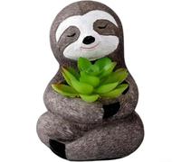 Vilgftyiet Plante succulente paresseux en résine, charmant support de plante succulente, pot de fleurs paresseux en résine, décoration de bureau, décoration de jardin (gris)