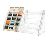 Vilgftyiet Présentoir de cartes en acrylique transparent à 5 niveaux - Support de table vertical pour cartes de sport, cartes de vœux, pour dalles PSA - Assemblage facile à clipser 21,6 x 30,5 x 33,1