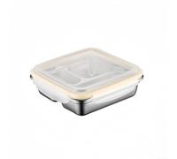 Vilgftyiet Récipient alimentaire en acier 304 16,5 cm divisé Snack Pot | 2 sections séparées, anti-fuite pour un joint en silicone étanche, garde les aliments frais, couvercle en polypropylène