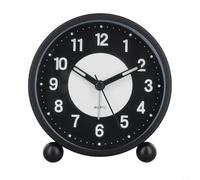 Vilgftyiet Réveil lumineux et silencieux - Horloge de chevet sans tic-tac avec cadran phosphorescent, fonctionne avec piles, facile à régler, boîtier en métal, cadran en plastique, noir, 11 x 11,5 cm,