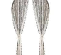 Vilgftyiet Rideau de porte en dentelle florale avec motif jacquard blanc, taille personnalisable pour fenêtre et balcon, crochets inclus pour l'installation de branche oiseau