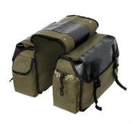 Vilgftyiet Sacoche de vélo en toile style vintage 40 x 30 x 2 cm, rangement pour siège arrière avec fermeture à boucle sécurisée, sac multi-poches pour transport d'équipement de voyage (vert kaki)