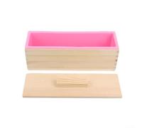 Vilgftyiet Savon en silicone avec boîte rectangulaire en bois et couvercle, 1200 ml, grande capacité, moule fait à la main pour la cuisson de gâteaux, bonbons, chocolats, puddings, gelées