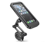 Vilgftyiet Support de téléphone portable étanche pour moto 7" avec écran tactile pour film - Support de guidon rotatif à 360 °, amortisseur de vibrations pour Enduro Touring Offroad Noir (rétroviseur)