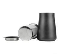 Vilgftyiet Tamis à café en acier inoxydable noir avec maille ultra fine pour une mouture uniforme, extérieur antiadhésif, base antidérapante, amovible pour l'entretien, 7,5 x 7,5 x 10,5 cm