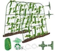 Vilgftyiet Treillis de concombre pour parterres surélevés, en forme de U, en acier revêtu de plastique, pour plantes grimpantes, légumes et fleurs, 120 x 120 cm
