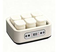 Vilgftyiet Yaourtière entièrement automatique avec 6 tasses en verre, machine de fermentation multifonction pour yaourt maison, natto et vin de riz, contrôle constant de la température, blanc