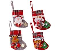 ViLiyDuo 4 Pièces Chaussettes de Noël,Chaussette Noel a Suspendre, Décoration de Bas de Noël,Sac Cadeau Chaussettes de Décoration de Noël, pour Décoration de Sapin de Noël(B)