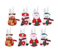 ViLiyDuo 8 pièces Sac à Couverts Noël,Porte-Couverts de Costume de Noël,Décoration de Noël pour Table,Père Noël Bonhomme de Neige