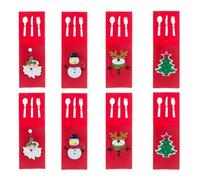 ViLiyDuo 8 pièces Sacs à Couverts de Noël Porte-Couverts de Noël, pour Décoration de Table de Fête, Décoration de Noël