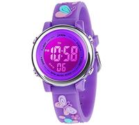 VILIYSUN Montre numérique 3D pour enfant - Étanche - 7 couleurs - Avec alarme et chronomètre - Pour garçons et filles de 3 à 10 ans - Papillon B-D violet