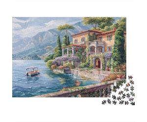 Villa au Bord du lac Puzzle 1000 Pièces Adulte avec Clic Parfait, Ensemble De Casse-tête en Puzzle énigme De Compétence Logique pour Un Hobby Créatif, Puzzle À La Meilleure Évaluation 38x26cm/1000pc