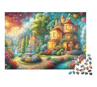 Villa avec Fontaine dans Un Jardin Florissant Puzzle De 1000 Pièces Cottage enchanté pour Garçons, Filles, Hommes Et Femmes 70x50cm/1000pcs