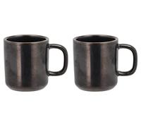 Villa Collection - Fjord Mug - Lot de 2 Tasses en porcelaine - 25 cl - Café & Thés - Resistant & Design - 11,5x8,1x8,7cm - anniversaire, fête des mères, fête des pères, noel - Noir Métal