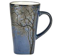 Villa Collection - Hela Mug Dia 50 cl - Grande Tasse en Grès 9 x 15 cm - Café & Thés - Resistant & Design - Motif Bois - anniversaire, fête des mères, fête des pères, noel - Bleu foncé