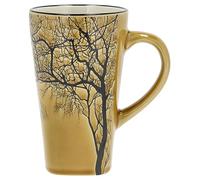 Villa Collection - Hela Mug Dia 50 cl - Grande Tasse en Grès 9 x 15 cm - Café & Thés - Resistant & Design - Motif Bois - anniversaire, fête des mères, fête des pères, noel - Jaune Doré