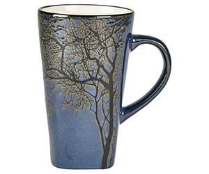 Villa Collection - Hela Mug Dia 50 rande Tasse en Grès 9 x 15 cm - Café & Thés - Resistant & Design - Motif Bois - anniversaire, fête des mères, fête des pères, noel - Bleu foncé