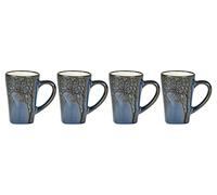 Villa Collection Hela Set de 4 tasses à espresso, petites tasses/godets à café pour espresso, avec anse, en faïence/céramique, diam. 5,5 cm, hauteur 8 cm, 10 cl, bleu foncé