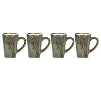 Villa Collection Hela Set de 4 tasses à espresso, petites tasses/tasses à café pour espresso, avec anse, en faïence/céramique, diam. 5,5 cm, hauteur 8 cm, 10 cl, vert