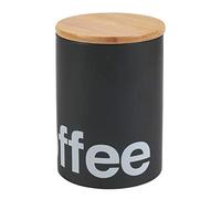 Villa d’Este Home Tivoli Bocal à café Noir en grès avec Couvercle en Bambou, Dimensions : Ø 10 x H 14,6 cm