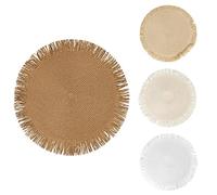 Villa d'Este Home Tivoli – Lot de 4 sets de table ronds Ø 38 cm avec franges – Shades of Chocolate