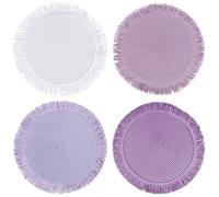 Villa d’Este Home Tivoli Lot de 4 Sets de Table Ronds avec Franges, Shades of Provence