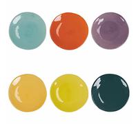 Villa d’Este Home Tivoli Lot de 6 assiettes à fruits Color Shock en céramique, design avec bords irréguliers Ø 22,5 cm