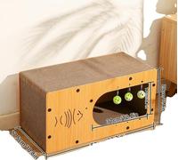 Villa de chat, structure en bois, salon spacieux, retraite amusante, poisson