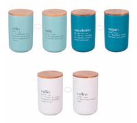 Villa d'Este Home Tivoli 1996 Lot de 3 bocaux sel, sucre et café 1000 ml en céramique, couvercle en bambou, Victionary