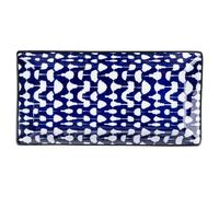 Villa d'Este Home Tivoli 1996 Lot de 6 soucoupes rectangulaires en grès 24 x 12 cm, décor géométrique, Confusion