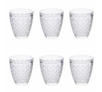 Villa d'Este Home Tivoli 1996 Lot de 6 verres à eau 330 ml en verre, surface travaillée en relief, New Castle