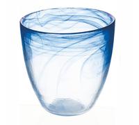 Villa d'Este Home Tivoli 1996 Lot de 6 verres à eau bombés 280 ml en verre, surface dégradée, bleu cobalt, albâtre