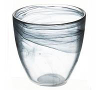 Villa d'Este Home Tivoli 1996 Lot de 6 verres à eau bombés 280 ml en verre, surface dégradée, noir, Albâtre