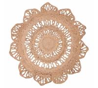 Villa d'Este Home Tivoli 1996 Tapis Rond tressé en Jute, Design Floral, Ø90 cm, Simple