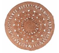 Villa d'Este Home Tivoli 1996 Tapis Rond tressé en Jute, Motif Floral, Ø90 cm, Simple