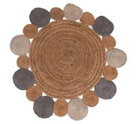 Villa d'Este Home Tivoli 1996 Tapis Rond tressé en Jute, Stones, Ø90 cm, Simple