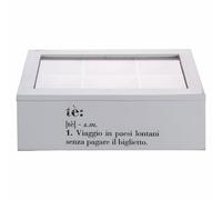 Villa d'Este Home Tivoli Boîte à thé et tisanes, 6 fentes intérieures, gris, Victionary