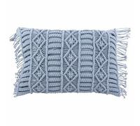 Villa d'Este Home Tivoli Coussin d'ameublement macramé 40 x 60 cm avec Franges en Coton, Indigo, 4 Tons