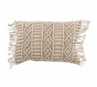 Villa d'Este Home Tivoli Coussin d'ameublement macramé 40 x 60 cm avec Franges en Coton, Sable, 4 Tons