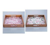 Villa d'Este Home Tivoli Lot de 2 plateaux carrés en bois de mangue, Holly