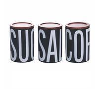 Villa d'Este Home Tivoli Lot de 3 pots de sel, sucre et café en céramique 750 ml, couvercle en bambou, Bigismore
